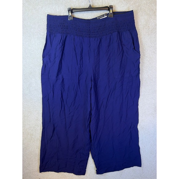 Simply Vera Vera Wang Pants - Simply Vera Vera Wang Wide Leg Pants Women 1X Blue Smocked Waist Rayon Blend NEW